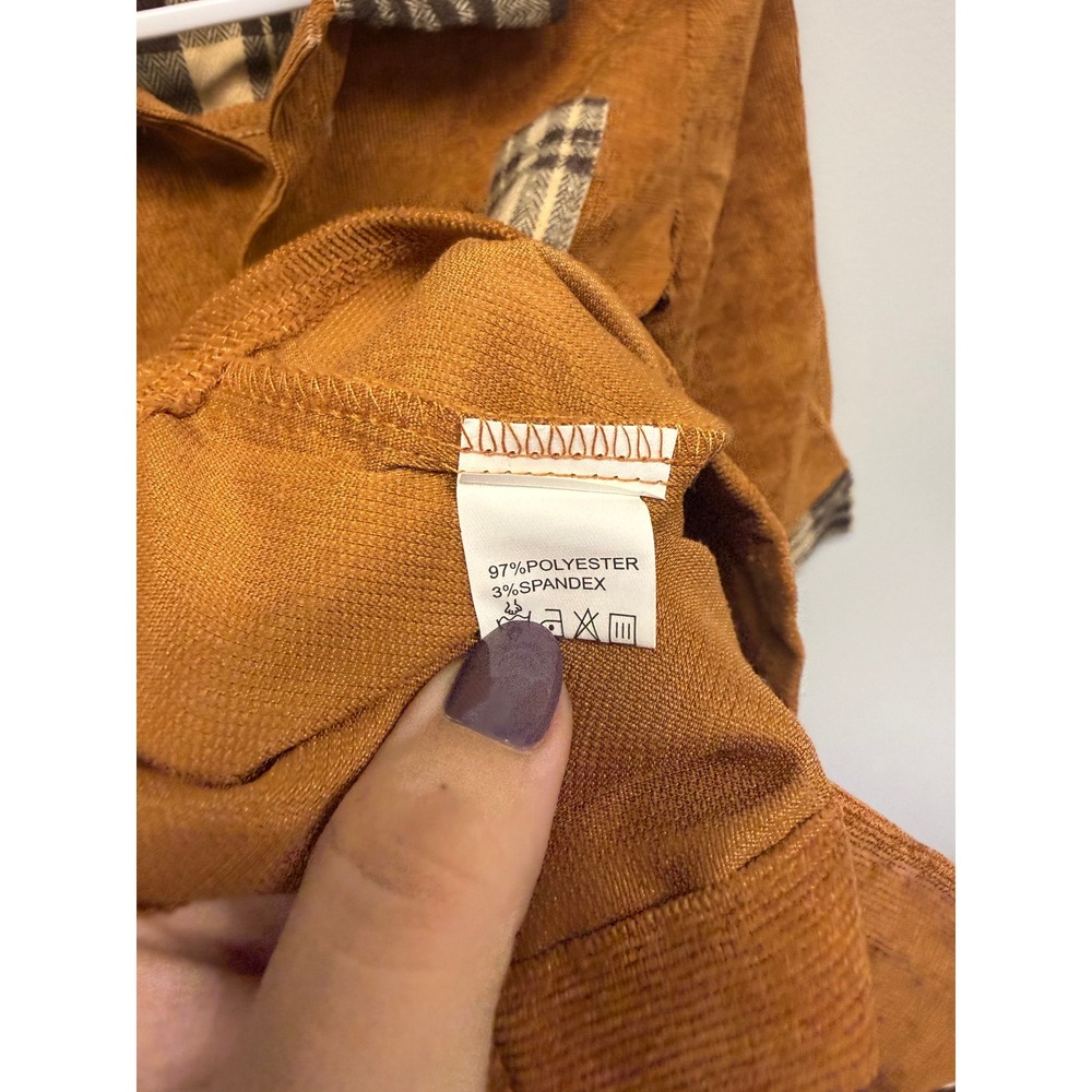 Trendy Littles Boutique Toddler Boys Rust Corduroy Plaid Button Up Shirt 18-24M - Picture 3 of 4